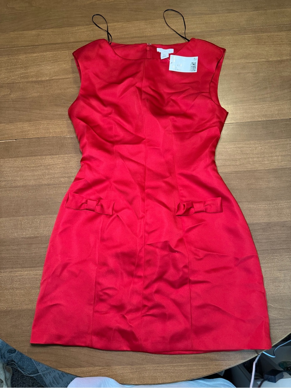 H&M NWT Red Bow-Detail Satin Sleeveless Mini Dress Size XS